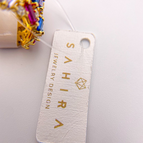 Sahira Stacie Rainbow Baguette Gold Plated Ring. Size 6. - Picture 6 of 7